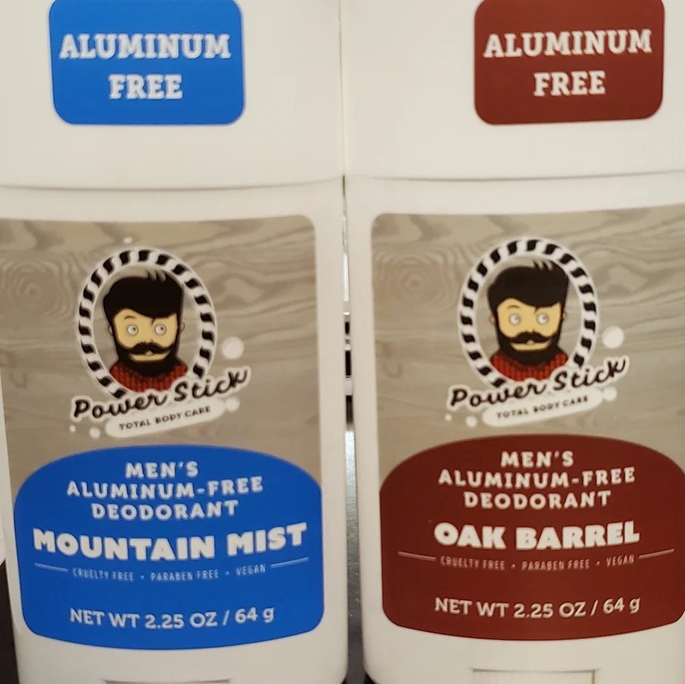 New Power Stick Men's Aluminum-Free Deodorant 2 PK Mountain Mist and Oak Barrel